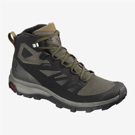 Salomon OUTline Mid GTX Mens Hiking Boots Black UK DOZA